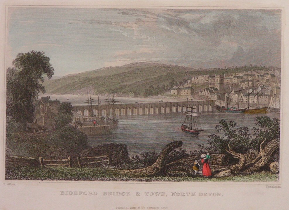 Print - Bideford Bridge & Town, North Devon - 